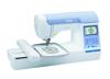 Brother PE900 embroidery machine with touchscreen and teapot design in hoop