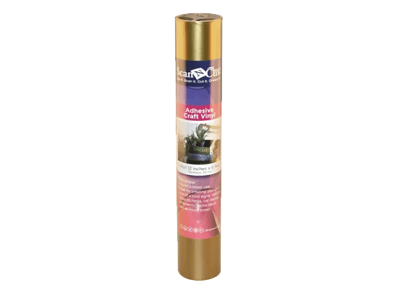 Brother ScanNCut adhesive craft vinyl roll in gold with pink label