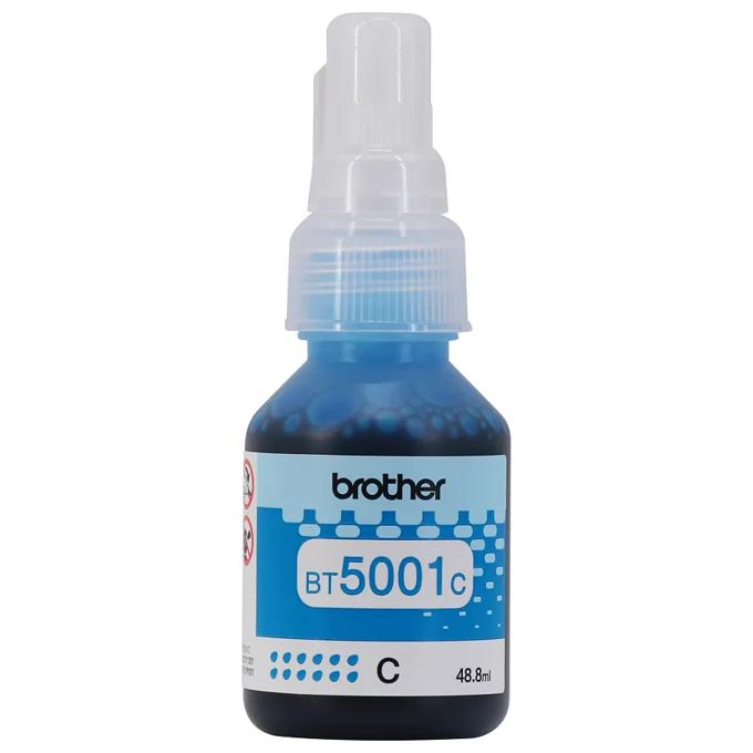 Botella de tinta cian Brother BT5001C con dispensador de bomba para impresoras de tanque