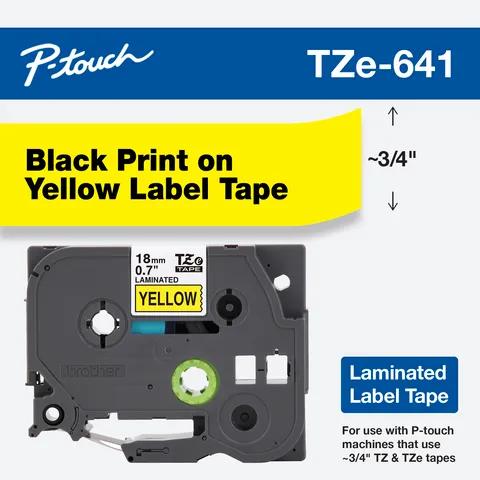 Cartucho de cinta de etiquetas laminadas Brother TZe-641 con texto negro sobre amarillo