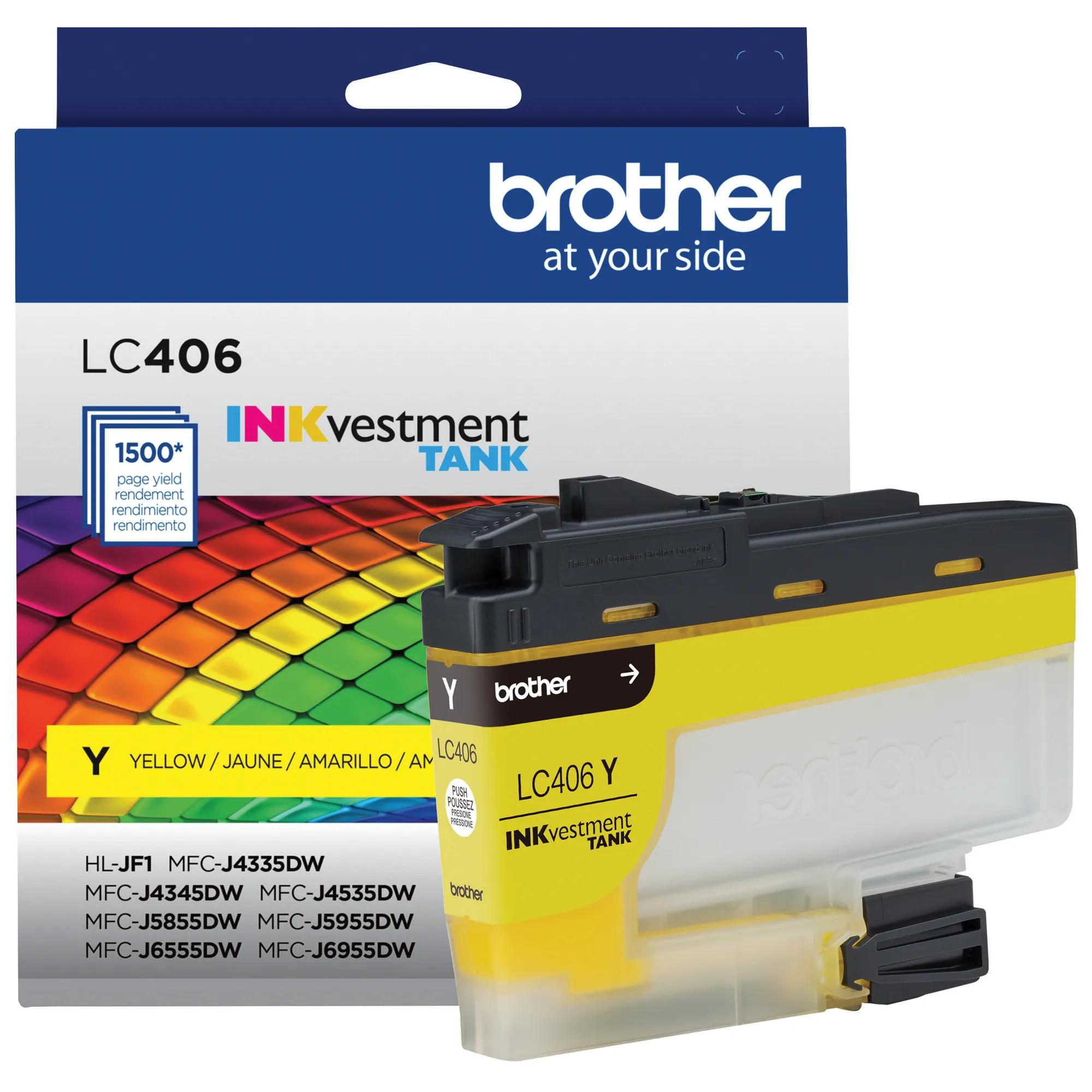 Brother LC406YS Standard-Yield Yellow INKvestment Tank Ink Cartridge, Yellow, medium