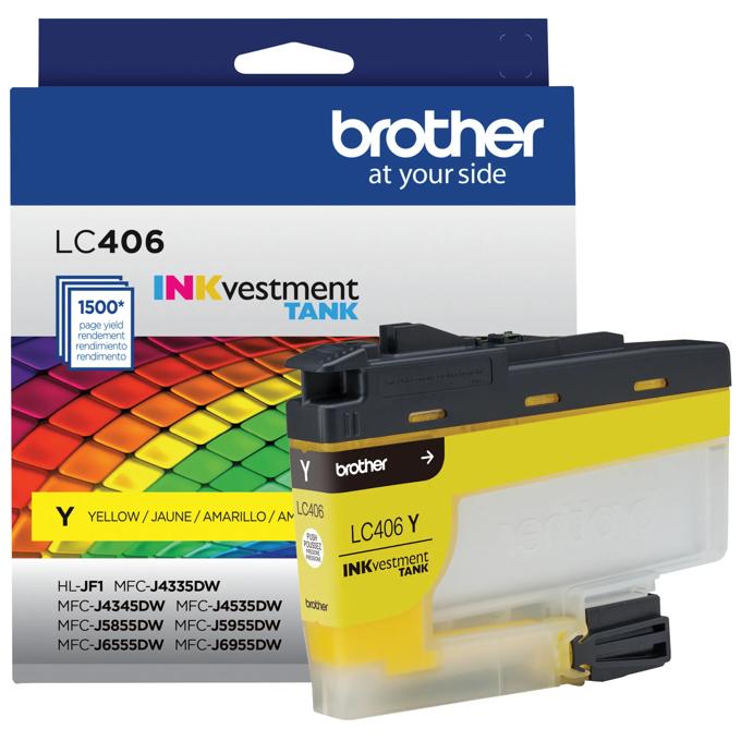 Brother LC406YS Standard-Yield Yellow INKvestment Tank Ink Cartridge, Yellow, large
