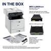 Brother MFC-L8905CDW color laser all-in-one printer with toner cartridges, drum unit, and accessories