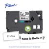 Brother P-touch TZe tape cartridge 24mm matte white with black text and sample labels