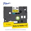 Brother P-touch TZe tape cartridge with yellow laminated labels for organizing
