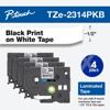 Brother P-touch TZe-2314PKB laminated tape 4-pack, black on white, 1/2 inch
