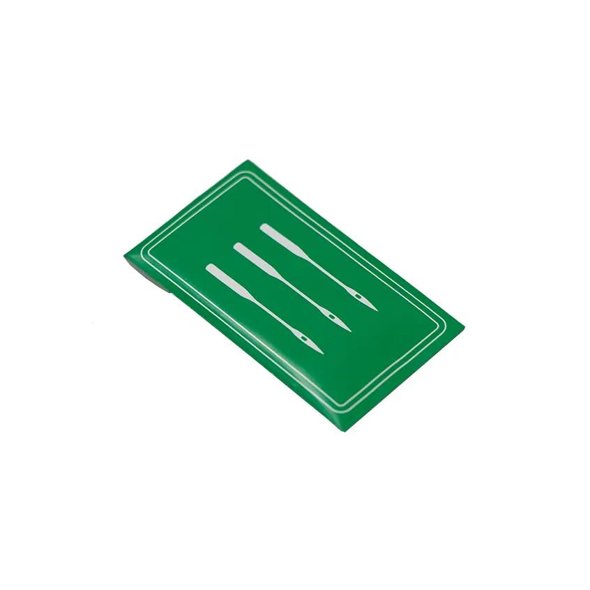 Green circuit board component with three metallic contact strips