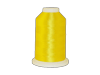 Bright yellow embroidery thread spool with white cap on transparent background
