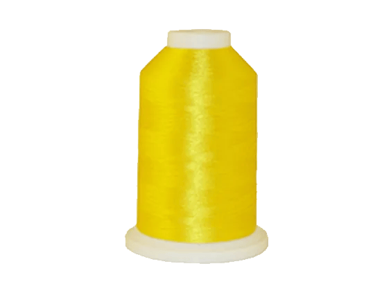 Bright yellow embroidery thread spool with white cap on transparent background