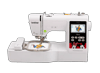 Brother PE550D embroidery machine with touchscreen and floral design in hoop
