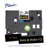 Brother P-touch TZe laminated label tape cartridge with gold on black labels for organizing