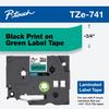 Cartucho de cinta de etiquetas laminadas Brother TZe-741 con texto negro sobre verde
