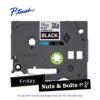 Brother P-touch TZe tape cassette, 12mm laminated black tape with white print for labeling