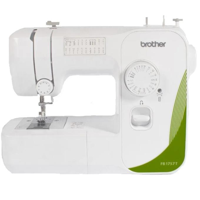 Brother FB1757T sewing machine with white body and green accent panel
