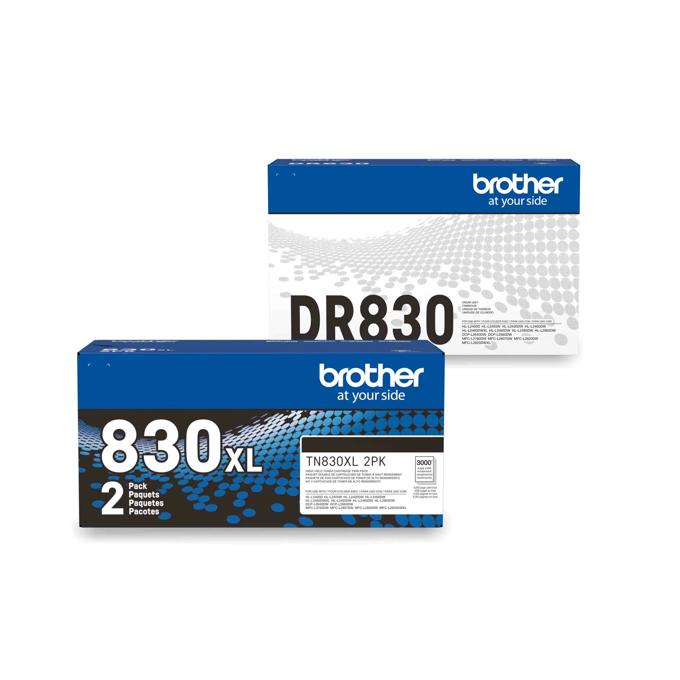 Brother DR830 drum unit and TN830XL high-yield toner cartridge 2-pack bundle