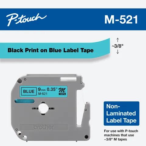 Brother P-touch M-521 non-laminated label tape cartridge with black on blue print
