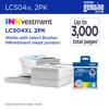 Brother LC504XL 2-pack high-yield black ink cartridges with printed pages and product box