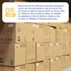 Brother DK-1208 label rolls stacked in shipping boxes with compatibility information overlay
