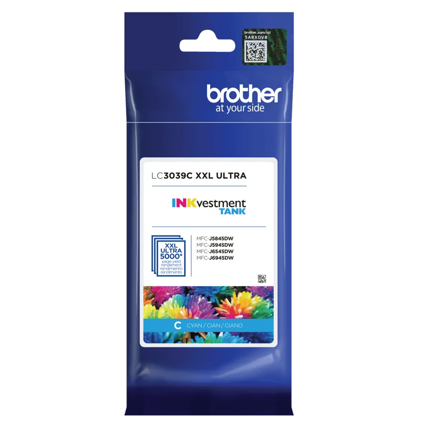 Brother LC3039C XXL ultra high-yield cyan ink cartridge in packaging