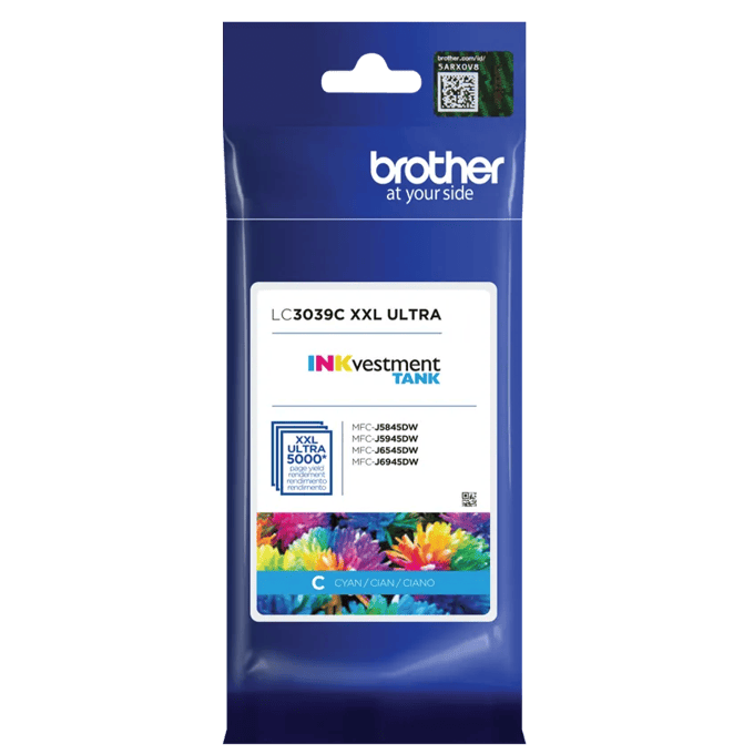 Brother LC3039C XXL ultra high-yield cyan ink cartridge in packaging