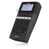 Brother P-touch handheld label maker with QWERTY keyboard and backlit LCD display