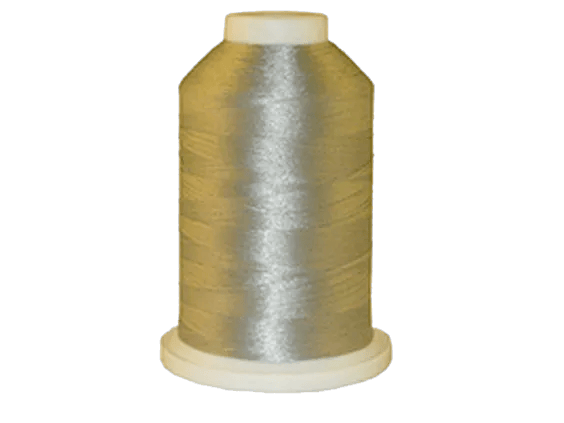 Brother embroidery thread spool in metallic silver on white base