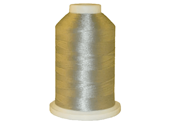 Brother embroidery thread spool in metallic silver on white base
