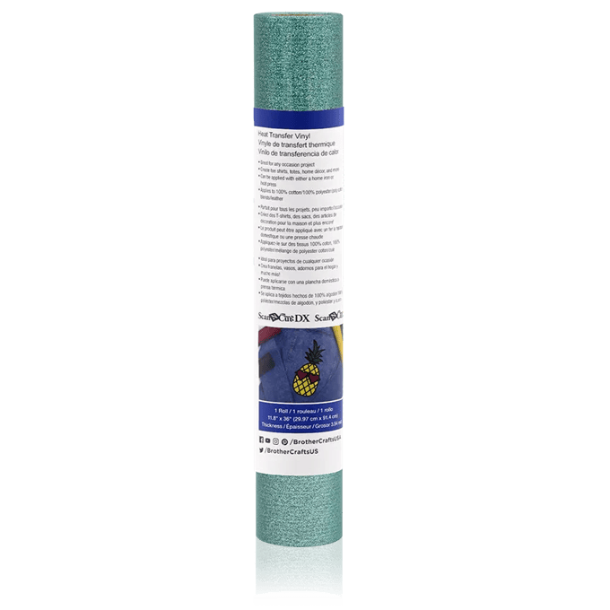 Teal glitter heat transfer vinyl roll for fabric crafts