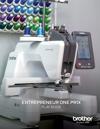 Brother Entrepreneur One PR1X embroidery machine with touchscreen and colorful thread spools