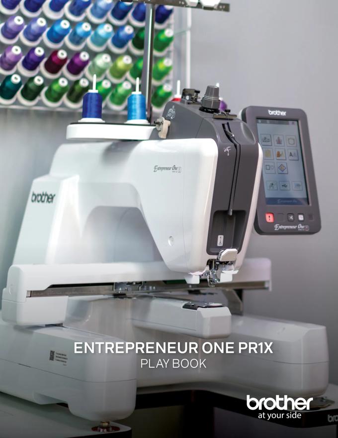 Brother Entrepreneur One PR1X embroidery machine with touchscreen and colorful thread spools