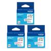 Brother Genuine BTAG 3-pack Non-Laminated Tape for P-touch Label Makers, Red on Clear, Blue on Clear, White on clear – 12 mm wide x 4 m long, , small