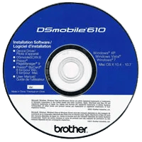 Brother DSmobile 610 installation software CD with scanner drivers and utilities