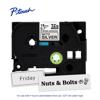 Brother P-touch TZe label tape cartridge with matte silver strong adhesive and sample labels