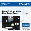 Brother TZe-M65 36mm laminated label tape cartridge with black print on matte clear background