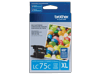 Brother LC75C cyan XL ink cartridge packaging with 600-page yield