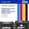 Brother LC501 4-pack genuine ink cartridges in cyan, magenta, yellow, and black