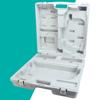 Brother sewing machine hard carrying case open showing interior storage compartments