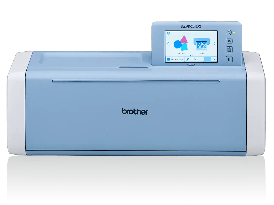 Brother ScanNCut SDX225 cutting machine with touchscreen in blue and white