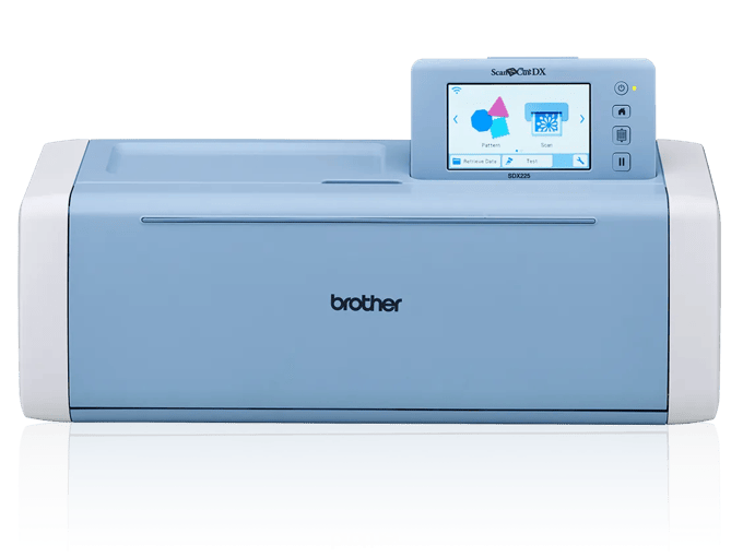 Brother ScanNCut SDX225 cutting machine with touchscreen in blue and white