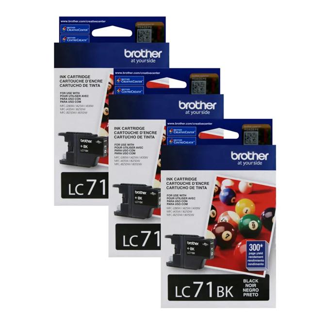 Brother LC71BK black ink cartridge with 300+ page yield for all-in-one printers