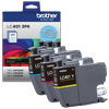 Brother LC401 3-pack color ink cartridges in cyan, magenta, and yellow with packaging