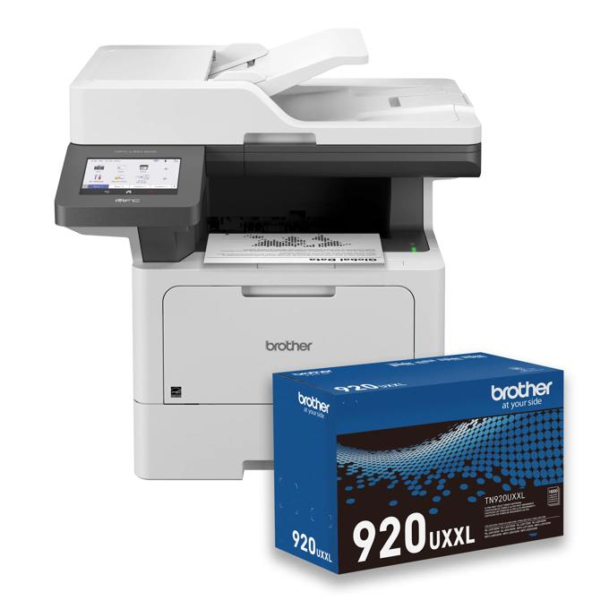 Brother MFCL5915DW monochrome laser all-in-one printer with TN920UXXL ultra high-yield toner cartridge