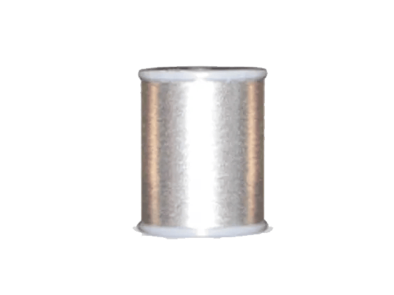 Brother metallic silver embroidery thread spool on white background