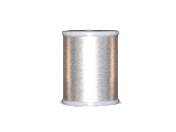 Brother metallic silver embroidery thread spool on white background