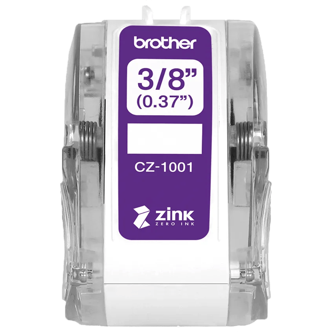 Brother CZ-1001 3/8-inch label roll cassette with Zink zero-ink technology
