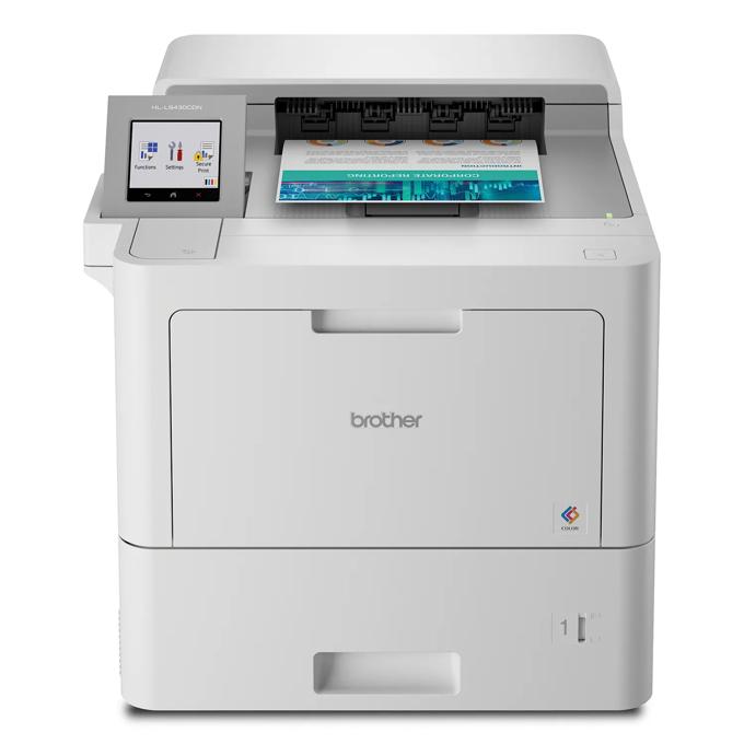 Brother HL-L9430CDN color laser printer with touchscreen printing document