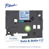 Brother P-touch TZe tape cartridge with laminated white label tape and sample labels