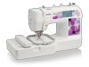 Brother PE525 embroidery machine with LCD touchscreen and purple floral design