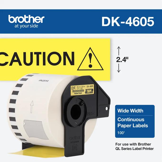 Brother DK-4605 continuous paper label roll, 2.4 inches wide, for QL series printers