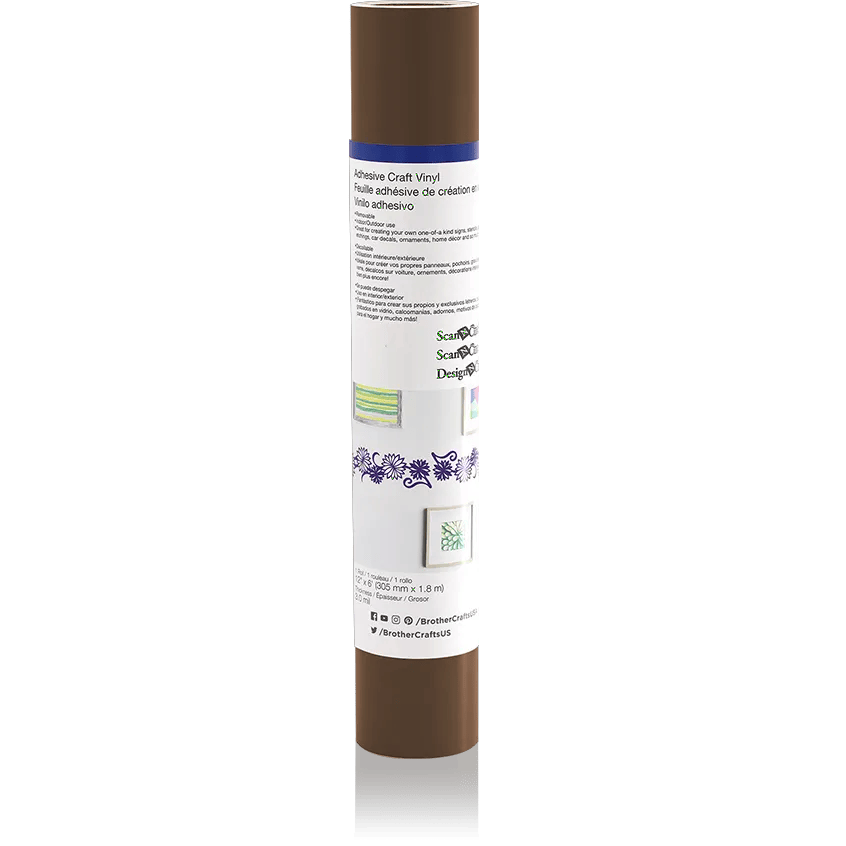 Brother brown adhesive craft vinyl roll in packaging with design examples